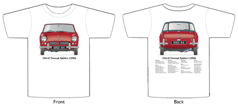 Triumph Spitfire 4 (MkI) 1962-64 (wire wheels) T-shirt Front & Back